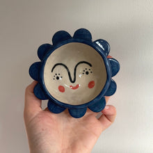 Load image into Gallery viewer, Flower Trinket Dish - Dark Blue w/lashes