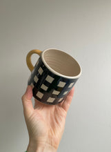 Load image into Gallery viewer, Monochrome Gingham Mug - Yellow Handle