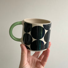 Load image into Gallery viewer, Monochrome Spots Mug - Green Handle