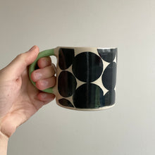 Load image into Gallery viewer, Monochrome Spots Mug - Green Handle