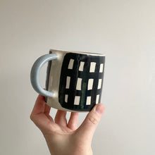 Load image into Gallery viewer, Monochrome Gingham Mug - Denim Handle