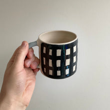 Load image into Gallery viewer, Monochrome Gingham Mug - Denim Handle