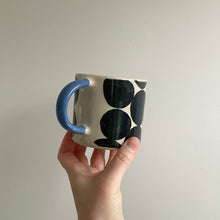 Load image into Gallery viewer, Monochrome Spots Mug - Blue Handle