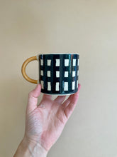 Load image into Gallery viewer, Monochrome Gingham Mug - Egg Yellow Handle