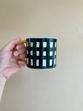 Load image into Gallery viewer, Monochrome Gingham Mug - Egg Yellow Handle
