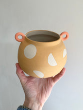 Load image into Gallery viewer, Yellow Cut Outs Vase - Orange Handles