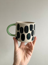 Load image into Gallery viewer, Monochrome Blobs Mug with Green Handle