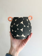 Load image into Gallery viewer, Black Blobs Vase - Orange Handles