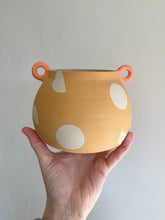 Load image into Gallery viewer, Yellow Cut Outs Vase - Orange Handles
