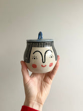 Load image into Gallery viewer, Lidded Pot - Black Hair Blue Lid
