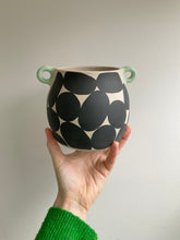 Load image into Gallery viewer, Black Blobs Vase - Mint Green Handles
