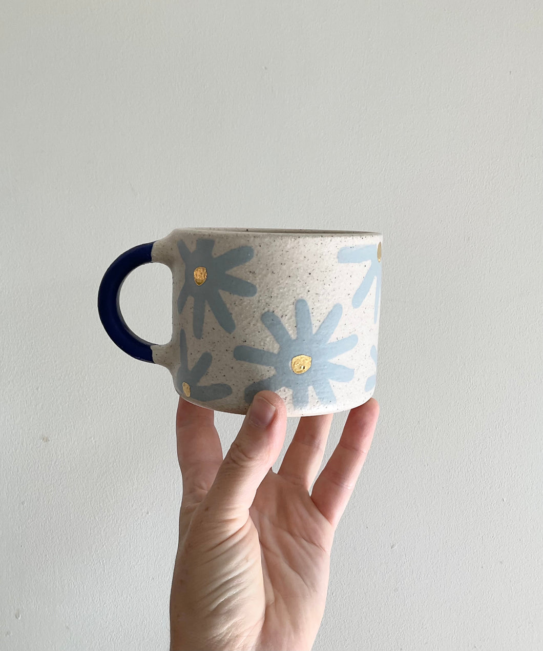 Blue speckled sunshine mug