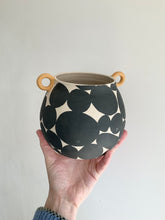 Load image into Gallery viewer, Black Blobs Vase - Yellow Handles
