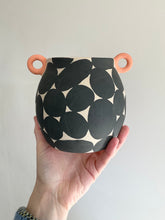 Load image into Gallery viewer, Black Blobs Vase - Orange Handles
