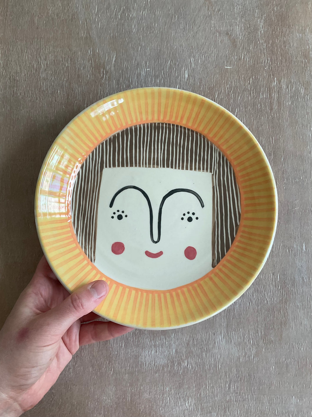 Face Plate - Yellow and Orange with Brown Hair