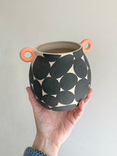 Load image into Gallery viewer, Black Blobs Vase - Orange Handles
