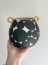 Load image into Gallery viewer, Black Blobs Vase - Yellow Handles
