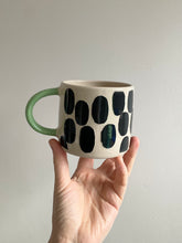 Load image into Gallery viewer, Monochrome Blobs Mug with Green Handle
