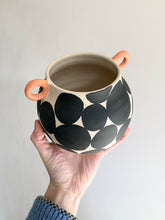Load image into Gallery viewer, Black Blobs Vase - Orange Handles
