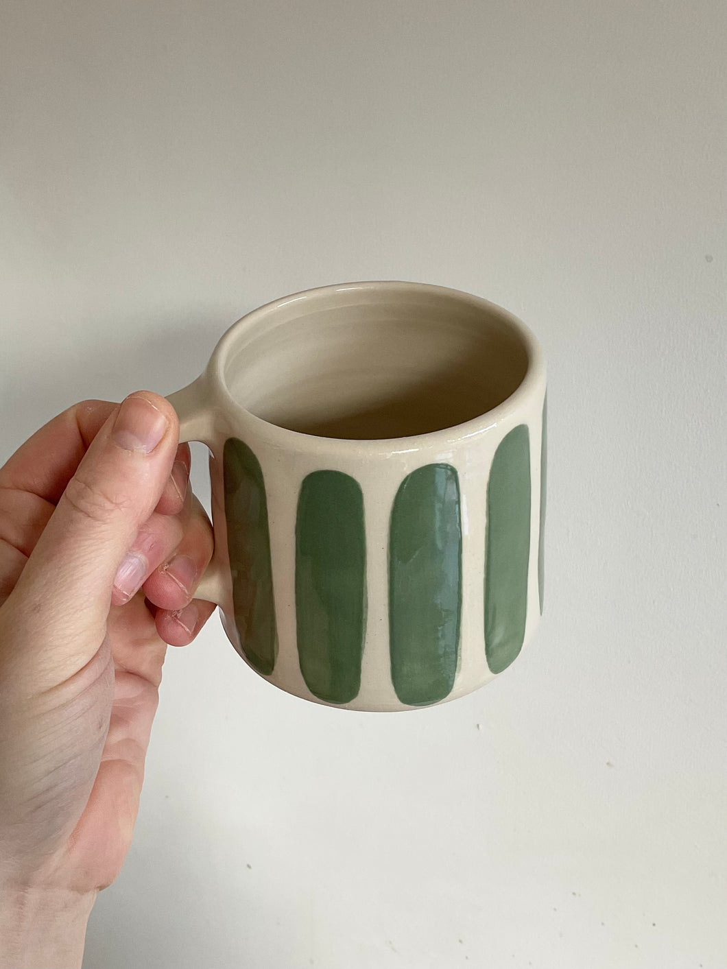 Dark Green Striped Mug